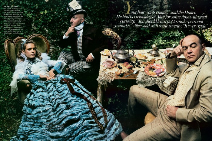 Stephen Jones (the Hatter) and Christian Lacroix (the March Hare)