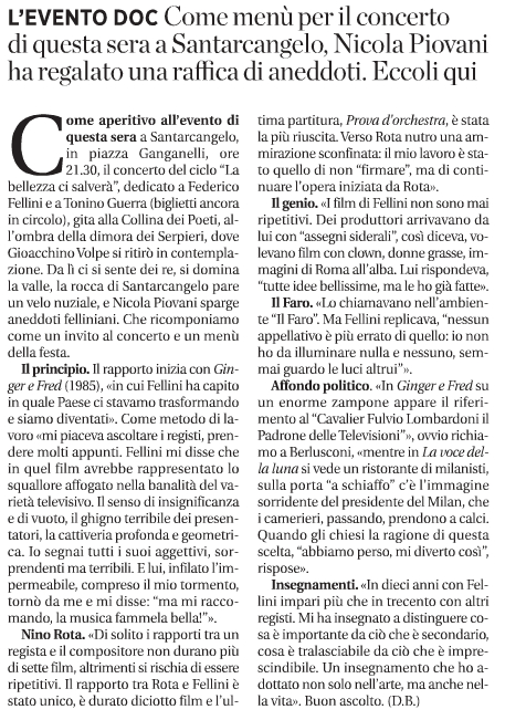 Articolo tratto da "La Voce di Romagna" del 27/07/2013