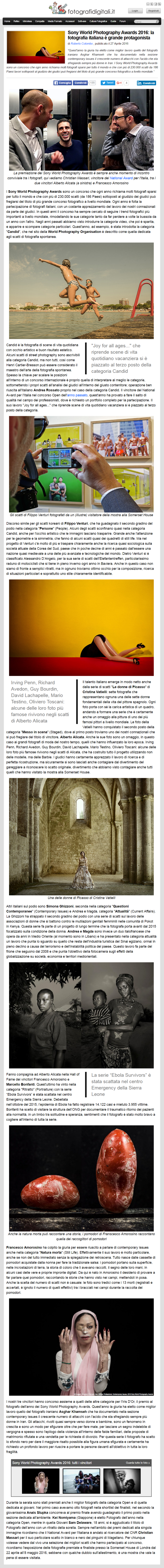 Sony World Photography Awards 2016: la fotografia italiana è grande protagonista